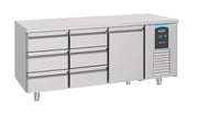 Table réfrigérée 1 porte 6 tiroirs Energy line inox 1865x700x850 mm 474 L 0.227 kW Combisteel - Table réfrigérée positive professionnel CHR - matériel cuisine pro - Cuistéo