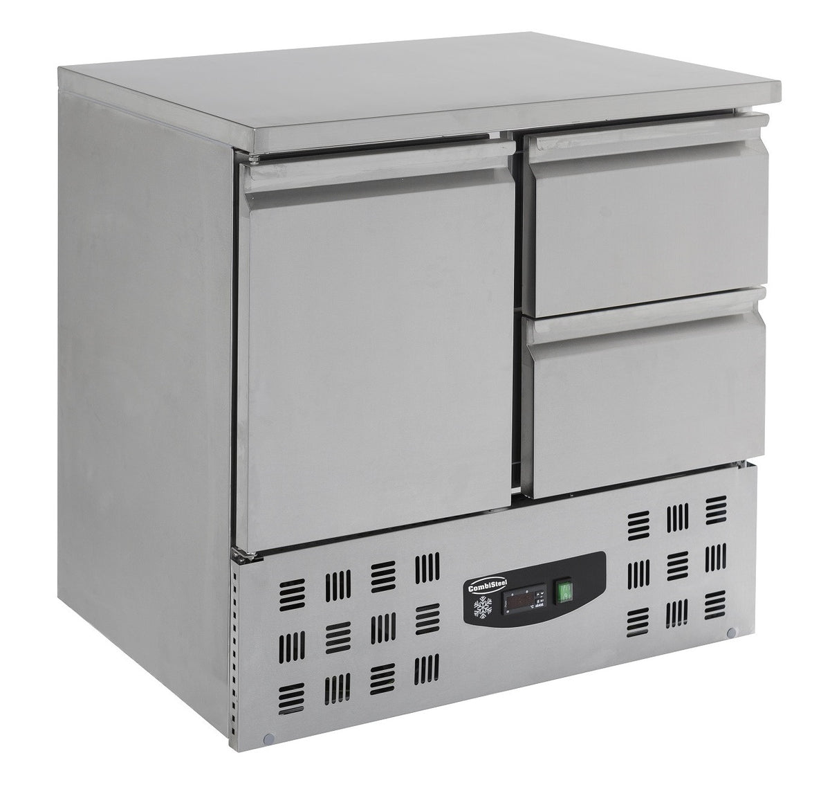 Table réfrigérée 1 porte et 2 tiroirs inox 900x700x875 mm 257 L 0.34 kW Combisteel - Table réfrigérée positive professionnel CHR - matériel cuisine pro - Cuistéo
