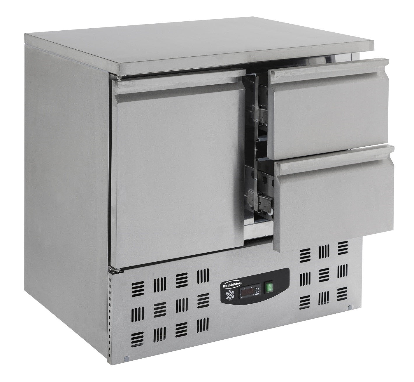 Table réfrigérée 1 porte et 2 tiroirs inox 900x700x875 mm 257 L 0.34 kW Combisteel - vue 2 - Table réfrigérée positive pro CHR - Cuistéo