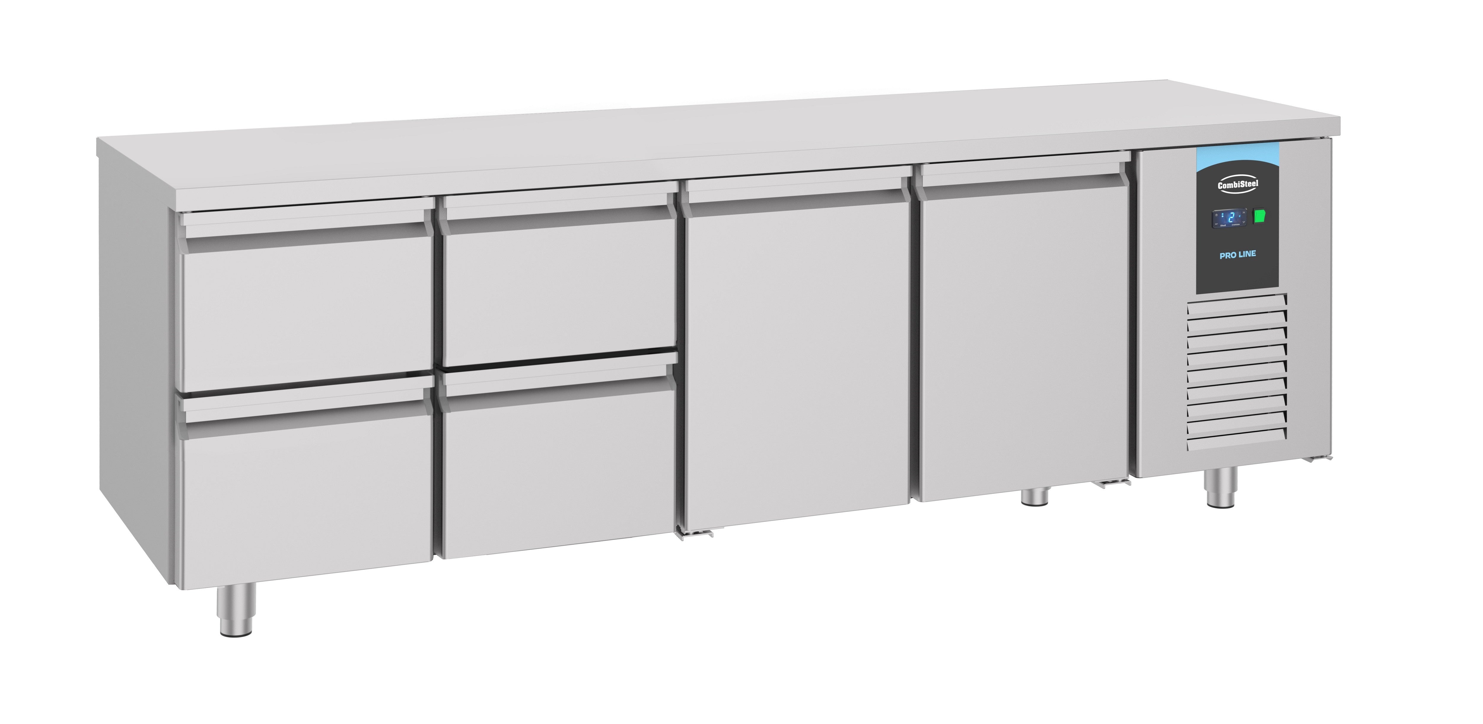 Table réfrigérée 2 portes 4 tiroirs Energy line inox 2330x700x850 mm 632 L 0.308 kW Combisteel - Table réfrigérée positive professionnel CHR - matériel cuisine pro - Cuistéo