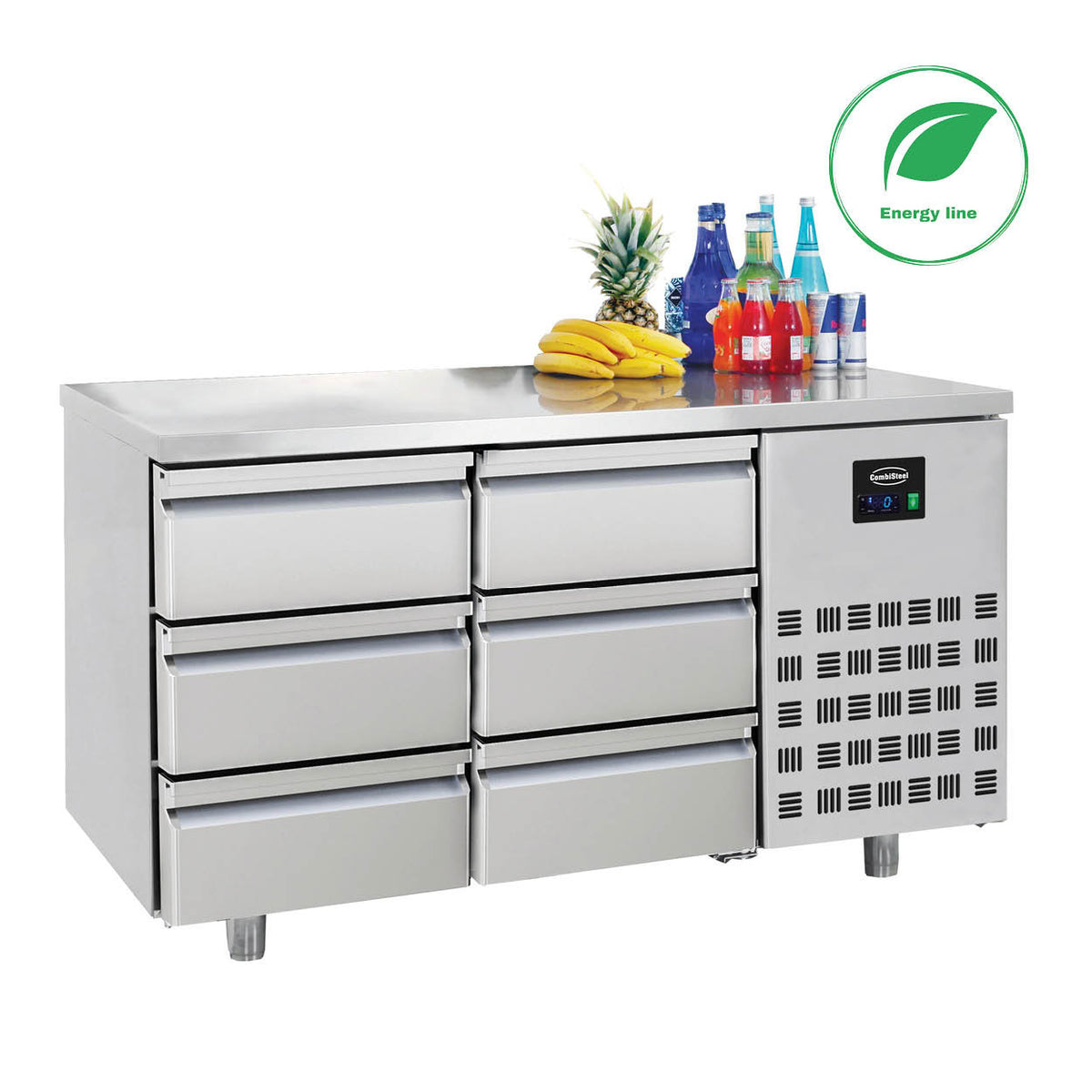 Table réfrigérée 6 tiroirs Energy line inox 1400x700x850 mm 281 L 0.213 kW Combisteel - Table réfrigérée positive professionnel CHR - matériel cuisine pro - Cuistéo