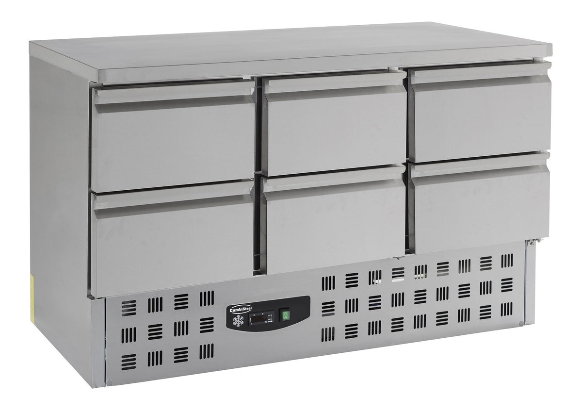 Table réfrigérée 6 tiroirs inox 1365x700x875 mm 400 L 0.34 kW Combisteel - Table réfrigérée positive professionnel CHR - matériel cuisine pro - Cuistéo