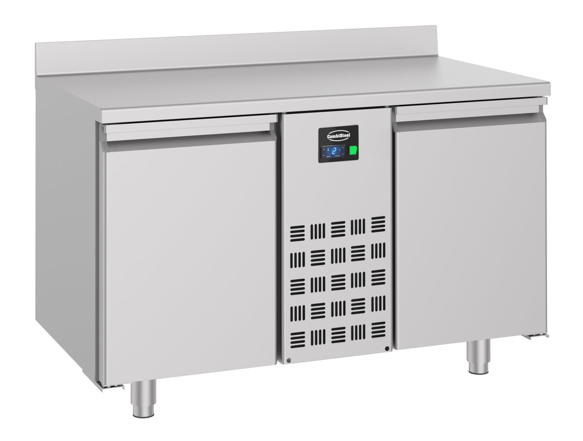 Table réfrigérée à dosseret 2 portes monobloc inox 1300x700x860 mm 281 L 0.12 kW Combisteel - Table réfrigérée positive professionnel CHR - matériel cuisine pro - Cuistéo