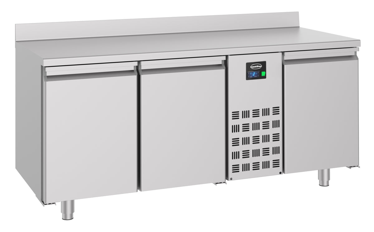 Table réfrigérée dosseret 3 portes monobloc inox 1785x700x860 mm 474 L 0.2 kW Combisteel - Table réfrigérée positive professionnel CHR - matériel cuisine pro - Cuistéo