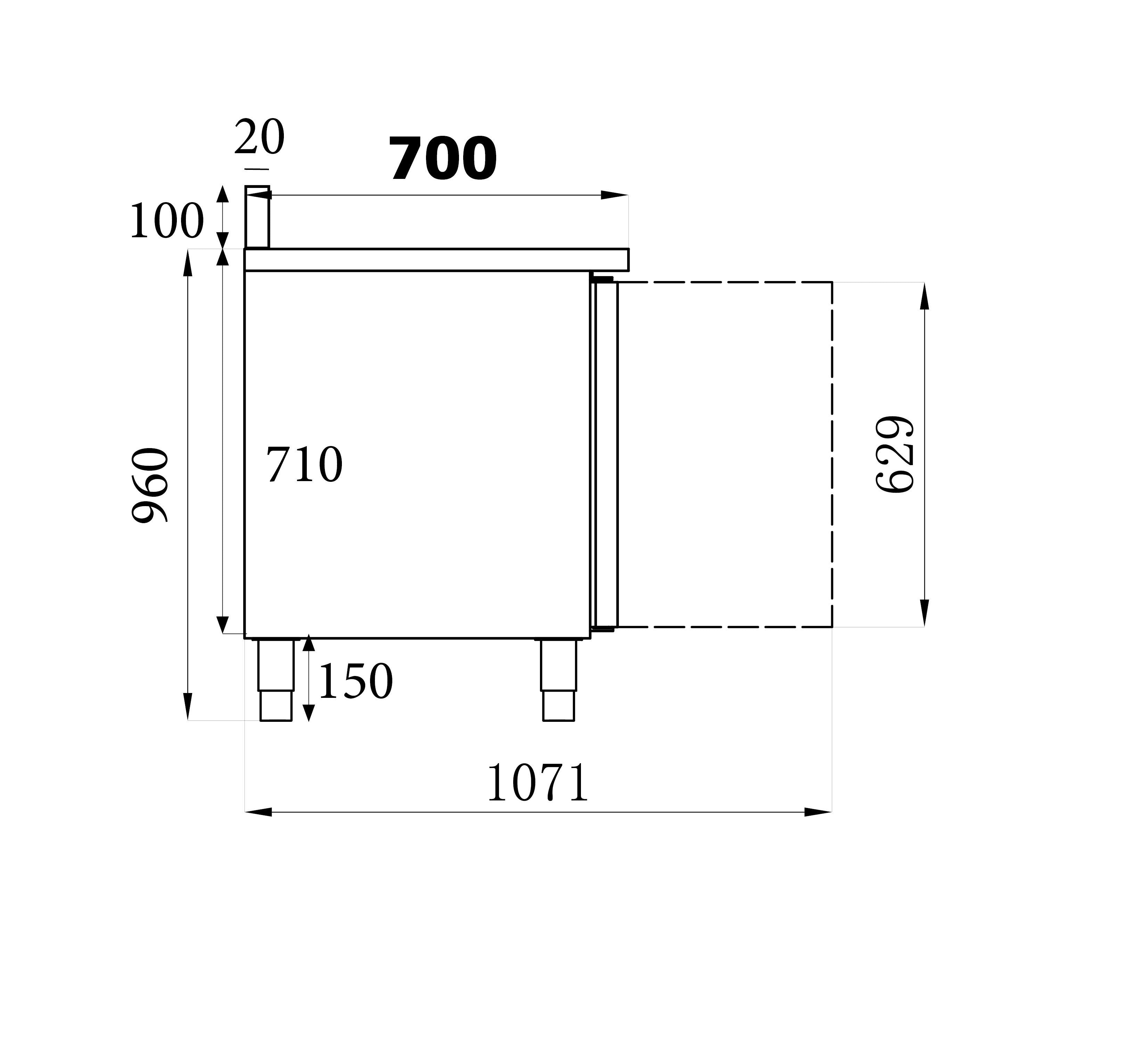 Table réfrigérée 4 portes inox 2230mm - Refroidissement statique 0.34 kW Combisteel - vue 2 - Table réfrigérée positive pro CHR - Cuistéo