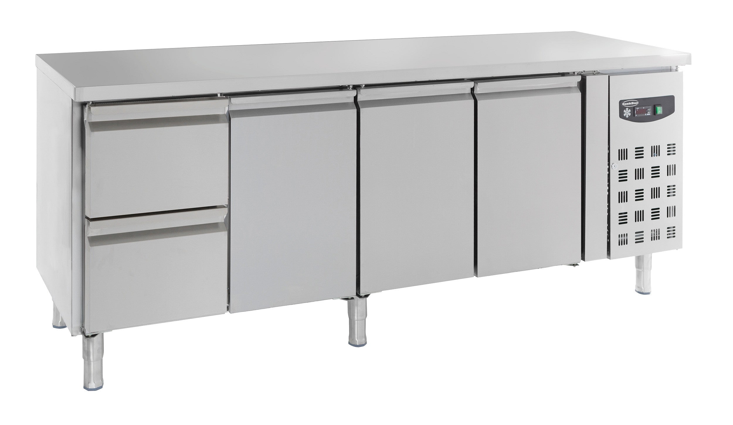Table réfrigérée inox 3 portes et 2 tiroirs 2230x700x850 mm 553 L 0.34 kW Combisteel - Table réfrigérée positive professionnel CHR - matériel cuisine pro - Cuistéo