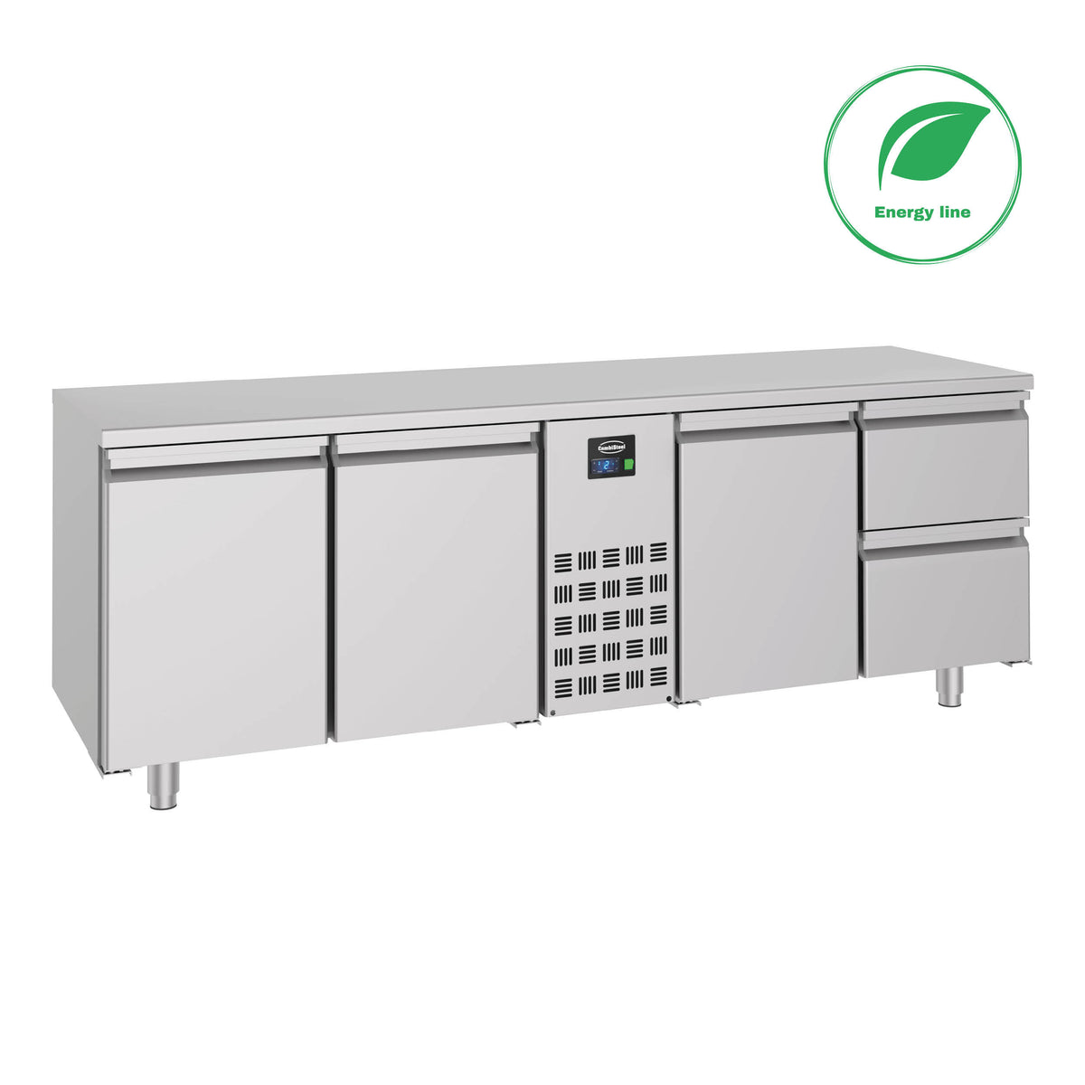 Table réfrigérée inox 3 portes 2 tiroirs prof 700mm 632 L 0.308 kW Combisteel - Table réfrigérée positive professionnel CHR - matériel cuisine pro - Cuistéo