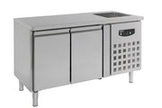 Table réfrigérée 2 portes et plonge inox 1510x700x960 mm 0.35 kW Combisteel - Table réfrigérée positive professionnel CHR - matériel cuisine pro - Cuistéo