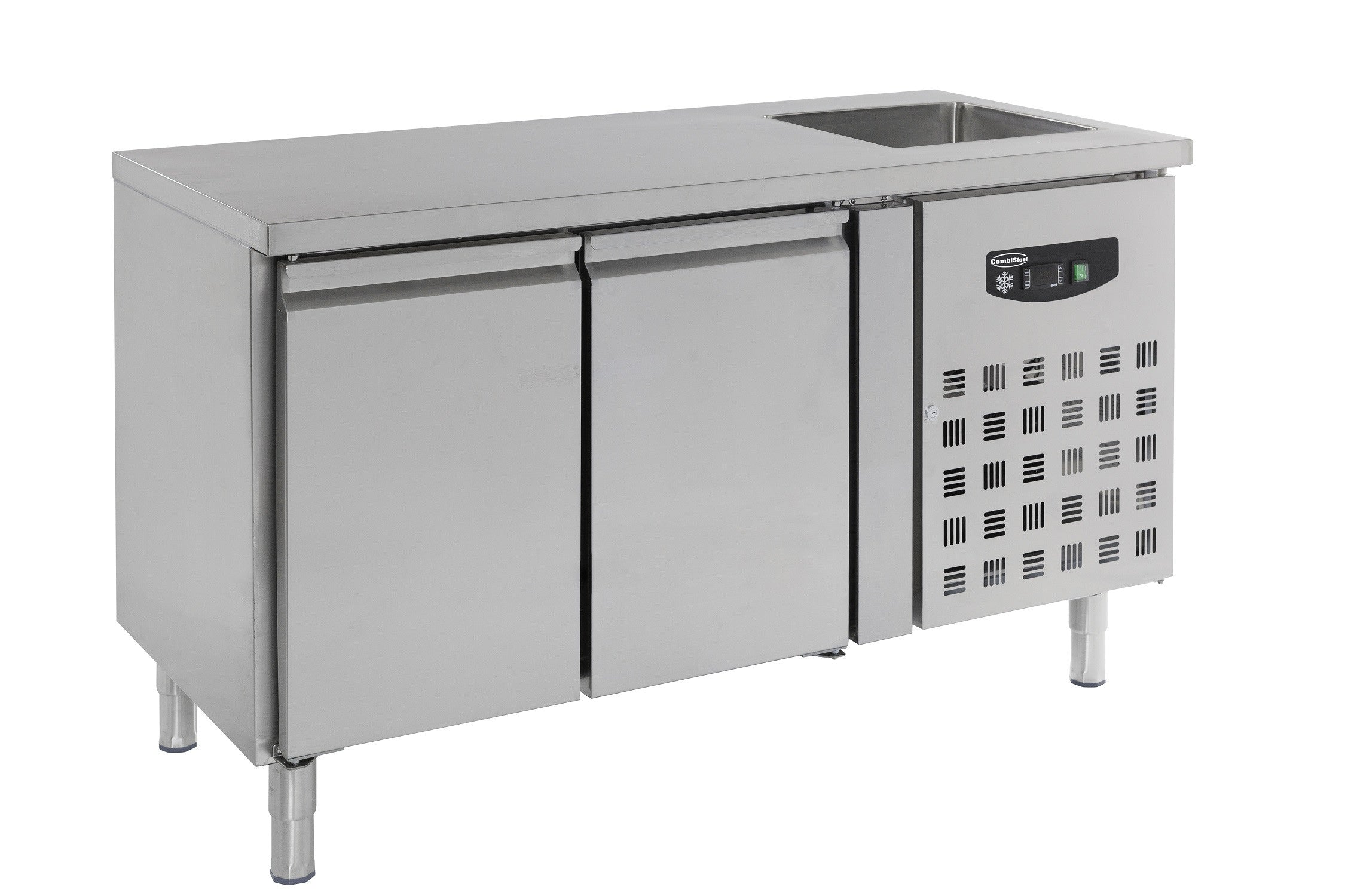 Table réfrigérée 2 portes et plonge inox 1510x700x960 mm 0.35 kW Combisteel - Table réfrigérée positive professionnel CHR - matériel cuisine pro - Cuistéo