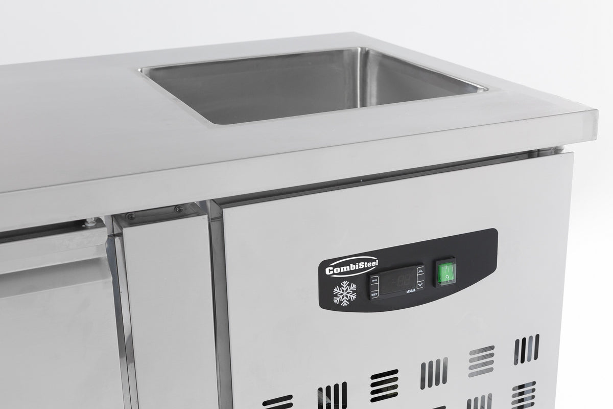 Table réfrigérée 2 portes et plonge inox 1510x700x960 mm 0.35 kW Combisteel - vue 2 - Table réfrigérée positive pro CHR - Cuistéo