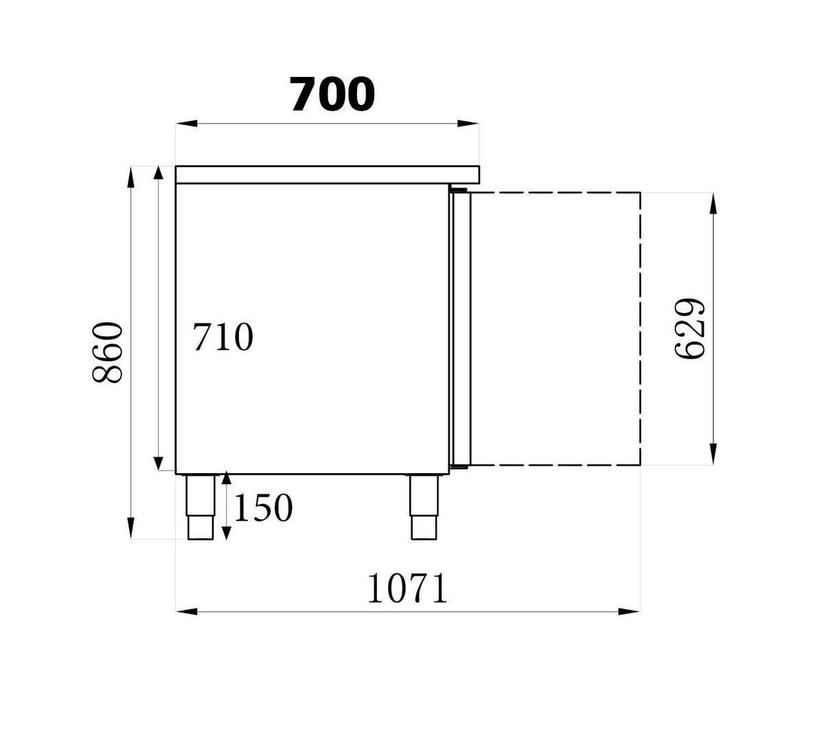 Table réfrigérée 2 portes et plonge inox 1510x700x960 mm 0.35 kW Combisteel - vue 3 - Table réfrigérée positive pro CHR - Cuistéo