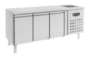 Table réfrigérée 3 portes et plonge inox 2020x700x960 mm 0.35 kW Combisteel - Table réfrigérée positive professionnel CHR - matériel cuisine pro - Cuistéo