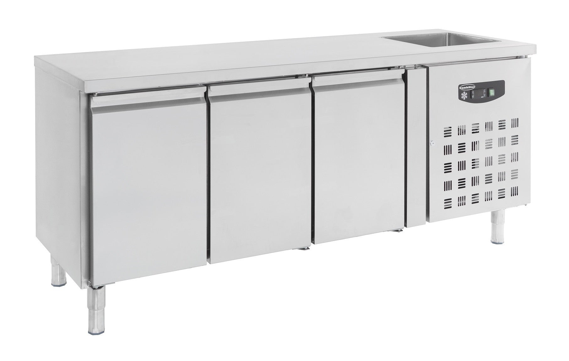Table réfrigérée 3 portes et plonge inox 2020x700x960 mm 0.35 kW Combisteel - Table réfrigérée positive professionnel CHR - matériel cuisine pro - Cuistéo