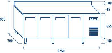 Comptoir réfrigéré - GN1/1 QR 4200 - Cool Head 2250x700x950 mm 570 L 105 W Coolhead - vue 10 - Table réfrigérée positive pro CHR - Cuistéo