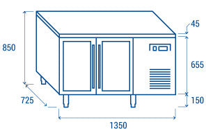 Comptoir réfrigéré - GN1/1 QRG 2100 - Cool Head 1350x725x850 mm 260 L 332 W Coolhead - vue 8 - Table réfrigérée positive pro CHR - Cuistéo