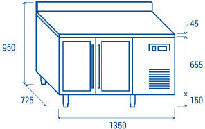 Comptoir réfrigéré - GN1/1 QRG 2200 - Cool Head 1350x725x950 mm 260 L 332 W Coolhead - vue 8 - Table réfrigérée positive pro CHR - Cuistéo