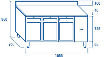 Comptoir réfrigéré GN1/1 MOTEUR À DISTANCE QRG 3200SG - Cool Head 1655x700x950 mm 310 L 100 W Coolhead - vue 8 - Table réfrigérée positive pro CHR - Cuistéo