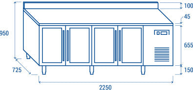 Comptoir réfrigéré GN1/1 QRG 4200 - Cool Head 2250x725x950 mm 570 L 450 W Coolhead - vue 8 - Table réfrigérée positive pro CHR - Cuistéo