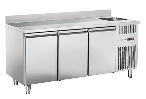 Comptoir réfrigéré GN1/1avec évier - RC 3200LV - Cool Head 1780x700x950 mm 460 L 184 W Coolhead - Table réfrigérée positive professionnel CHR - matériel cuisine pro - Cuistéo