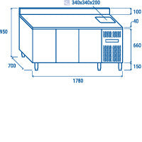 Comptoir réfrigéré GN1/1avec évier - RC 3200LV - Cool Head 1780x700x950 mm 460 L 184 W Coolhead - vue 6 - Table réfrigérée positive pro CHR - Cuistéo