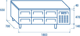 Comptoir réfrigéré positive GN1/1 - U-GN 3160 - Cool Head 1803x700x650 mm 268 L 282 W Coolhead - vue 9 - Table réfrigérée positive pro CHR - Cuistéo