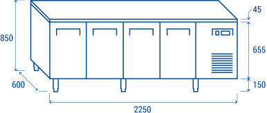 Comptoir réfrigéré pour plateaux 325x410mm SR 4100 - Cool Head 485 L 450 W Coolhead - vue 8 - Table réfrigérée positive pro CHR - Cuistéo