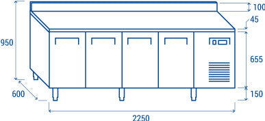 Comptoir réfrigéré pour plateaux 325x410mm SR 4200 - Cool Head 485 L 450 W Coolhead - vue 8 - Table réfrigérée positive pro CHR - Cuistéo