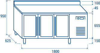 Comptoir réfrigéré vitrée SRG 3200 - Cool Head 1800x625x950 mm 358 L 372 W Coolhead - vue 7 - Table réfrigérée positive pro CHR - Cuistéo