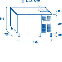 Comptoir réfrigéré GN1/1 - RC 2100LV - Cool Head 1320x700x850 mm 300 L 184 W Coolhead - vue 6 - Table réfrigérée positive pro CHR - Cuistéo
