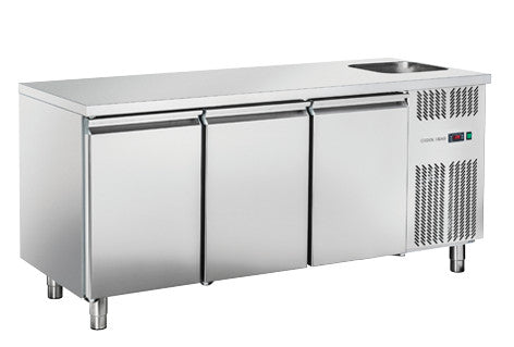 Comptoir réfrigéré GN1/1avec évier - RC 3100LV - Cool Head 1780x700x850 mm 460 L 184 W Coolhead - Table réfrigérée positive professionnel CHR - matériel cuisine pro - Cuistéo