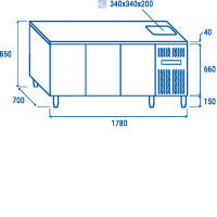 Comptoir réfrigéré GN1/1avec évier - RC 3100LV - Cool Head 1780x700x850 mm 460 L 184 W Coolhead - vue 6 - Table réfrigérée positive pro CHR - Cuistéo