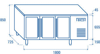 Comptoir réfrigéré vitré - GN1/1 QRG 3100 - Cool Head 1800x725x850 mm 400 L 342 W Coolhead - vue 8 - Table réfrigérée positive pro CHR - Cuistéo