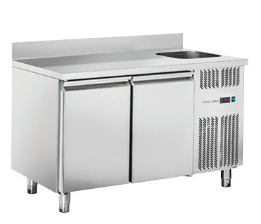 Comptoir réfrigéré GN1/1 avec évier - RC 2200LV - Cool Head 1320x700x950 mm 300 L 184 W Coolhead - Table réfrigérée positive professionnel CHR - matériel cuisine pro - Cuistéo