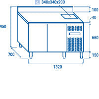 Comptoir réfrigéré GN1/1 avec évier - RC 2200LV - Cool Head 1320x700x950 mm 300 L 184 W Coolhead - vue 6 - Table réfrigérée positive pro CHR - Cuistéo