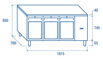 Comptoir réfrigéré GN1/1 MOTEUR À DISTANCE QRG 3100SG - Cool Head 1655x700x850 mm 310 L 100 W Coolhead - vue 8 - Table réfrigérée positive pro CHR - Cuistéo