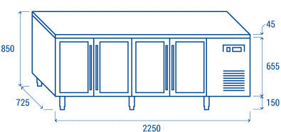 Comptoir vitré réfrigéré GN1/1 QRG 4100 - Cool Head 2250x725x850 mm 570 L 450 W Coolhead - vue 8 - Table réfrigérée positive pro CHR - Cuistéo