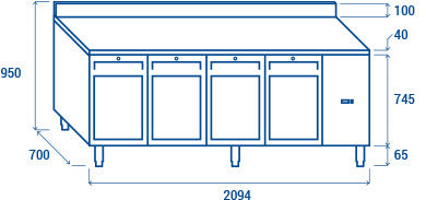 Table réfrigéré - GN1/1 MOTEUR À DISTANCE QRG 4200SG - Cool Head inox 2094x700x950 mm 410 L 100 W Coolhead - vue 8 - Table réfrigérée positive pro CHR - Cuistéo