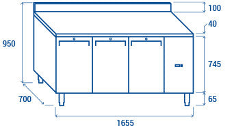 Table réfrigéré GN1/1 QR 3200SG - Cool Head inox 1655x700x950 mm 310 L 440 W Coolhead - vue 7 - Table réfrigérée positive pro CHR - Cuistéo