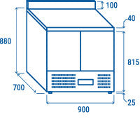 Table réfrigérée inox GN1/1 CRA 90A - Cool Head 900x700x980 mm 214 L 142.4 W Coolhead - vue 10 - Table réfrigérée positive pro CHR - Cuistéo