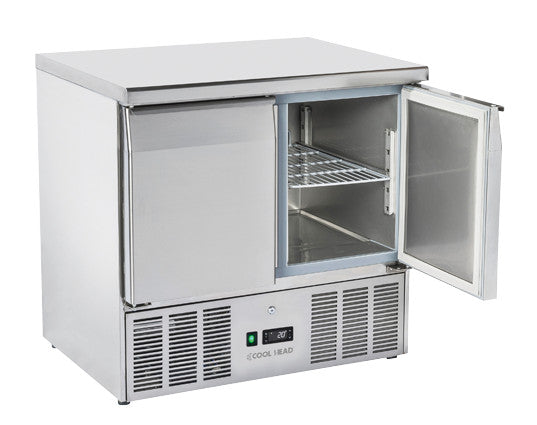 Table réfrigérée - 214L - 2 portes - GN 1/1 - 0/+8°C - Thermostat digital - Cool Head 142.4 W Coolhead - Table réfrigérée positive professionnel CHR - matériel cuisine pro - Cuistéo