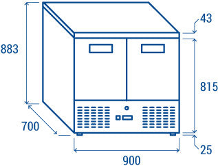 Table réfrigérée ventilée négative GN1/1 CNX 90V - Cool Head inox 900x700x883 mm 232 L 237 W Coolhead - vue 9 - Table réfrigérée positive pro CHR - Cuistéo