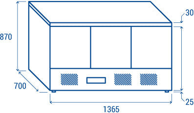 Table réfrigérée ventilée positive GN1/1 CRZ 93A - Cool Head inox 1365x700x870 mm 342 L 233 W Coolhead - vue 11 - Table réfrigérée positive pro CHR - Cuistéo