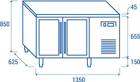 Table réfrigéré avec portes vitrée SRG 2100 - Cool Head inox 1350x625x850 mm 230 L 362 W Coolhead - vue 7 - Table réfrigérée positive pro CHR - Cuistéo