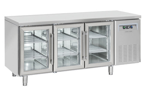 Table réfrigéré porte vitrée SRG 3100 - Cool Head inox 1800x625x850 mm 358 L 372 W Coolhead - Table réfrigérée positive professionnel CHR - matériel cuisine pro - Cuistéo