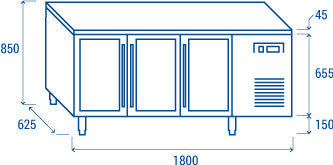 Table réfrigéré porte vitrée SRG 3100 - Cool Head inox 1800x625x850 mm 358 L 372 W Coolhead - vue 7 - Table réfrigérée positive pro CHR - Cuistéo