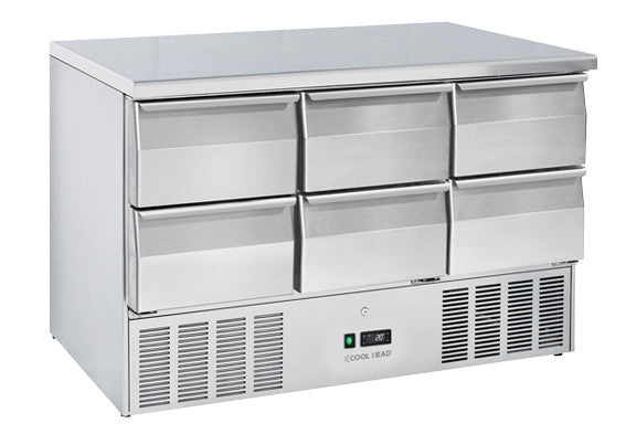 Table réfrigérée GN1/1 inox CRD 96A - Cool Head 1365x700x880 mm 342 L 233 W Coolhead - Table réfrigérée positive professionnel CHR - matériel cuisine pro - Cuistéo