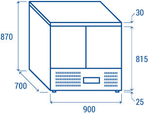 Table réfrigérée positive GN1/1 CRZ - Cool Head inox 900x700x870 mm 214 L 142.4 W Coolhead - vue 11 - Table réfrigérée positive pro CHR - Cuistéo