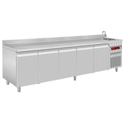 Table réfrigérée ventilé 5prtes GN 1/1- évier - Diamond