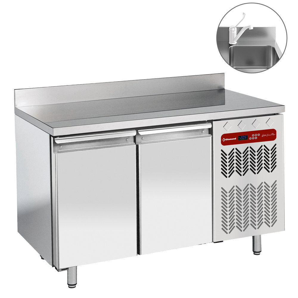 Table réfrigérée murale 2 portes GN 1/1 avec évier - Diamond