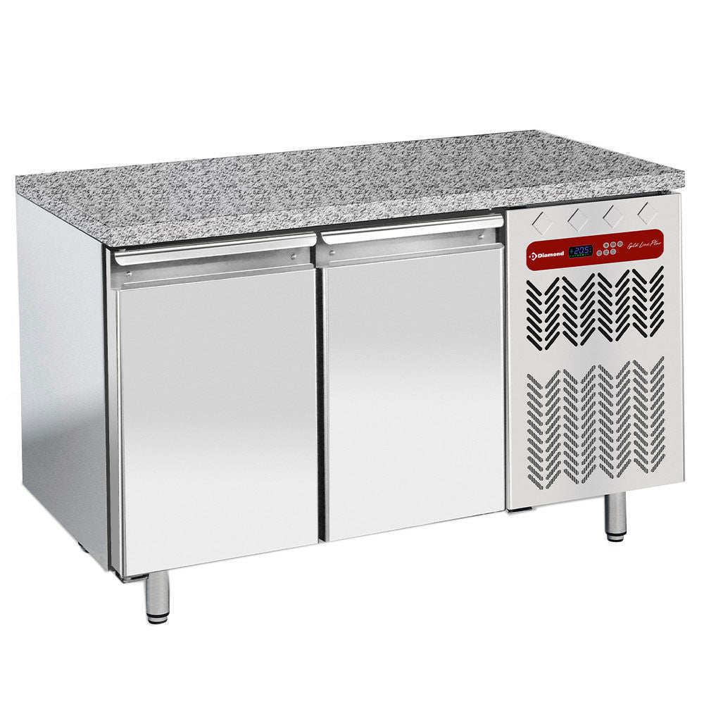 Table réfrigérée ventilée 2 portes top - granit - Diamond